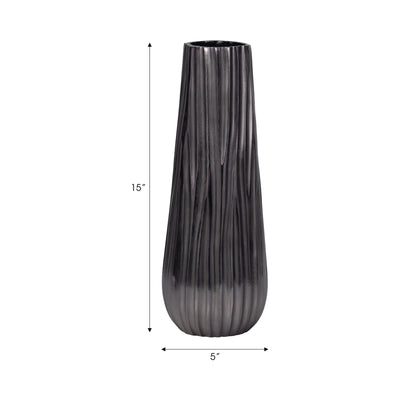 Metal 15" Jesson Small Graphite Vase