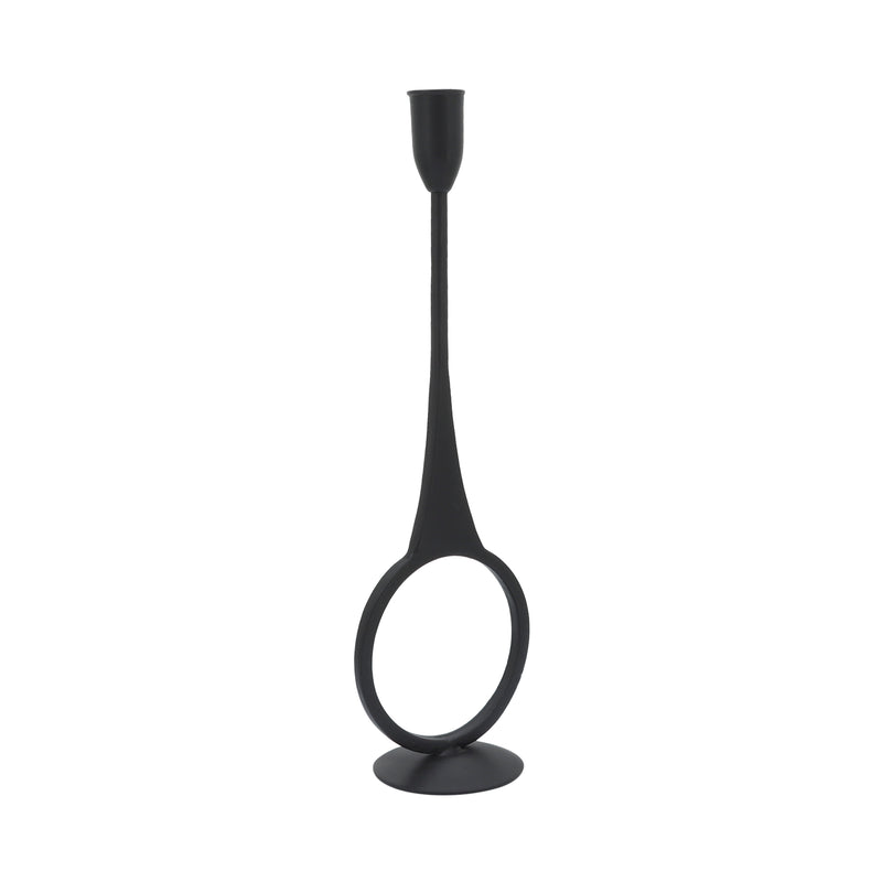 METAL, 13"H ROUND TAPER CANDLE HOLDER, BLACK