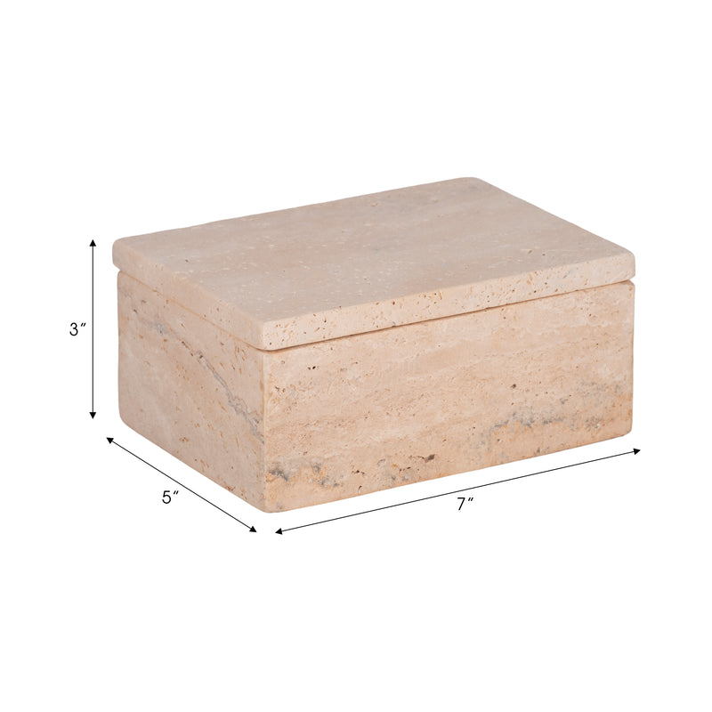 7" Travertine Box, Tan