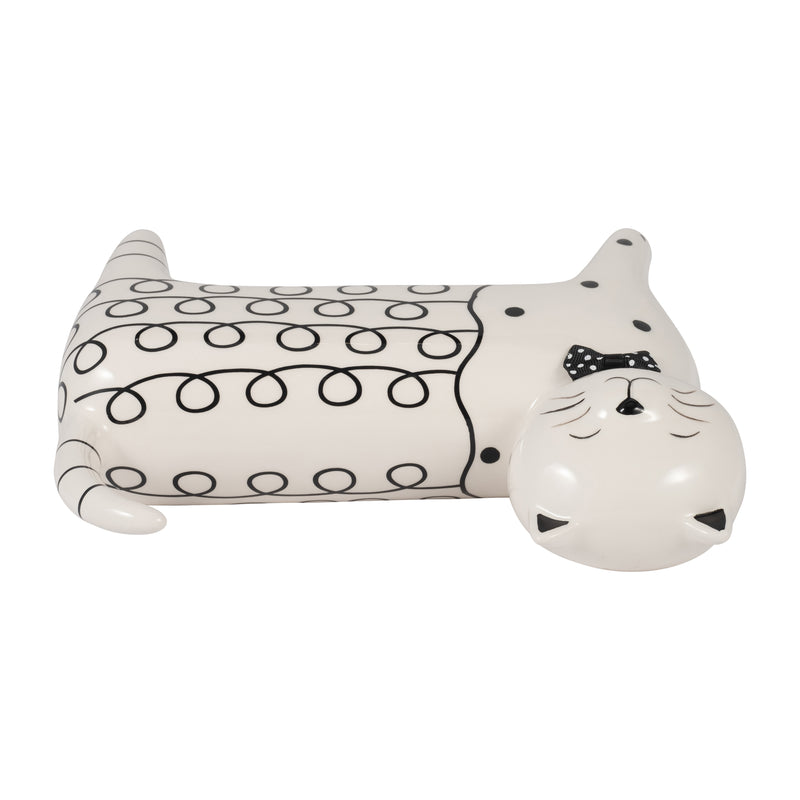 Cer, 8" Swirls Cat, White