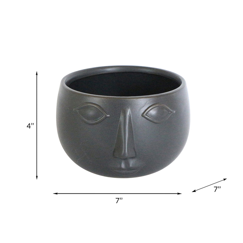 Ceramic 7" Face Planter, Matte Black