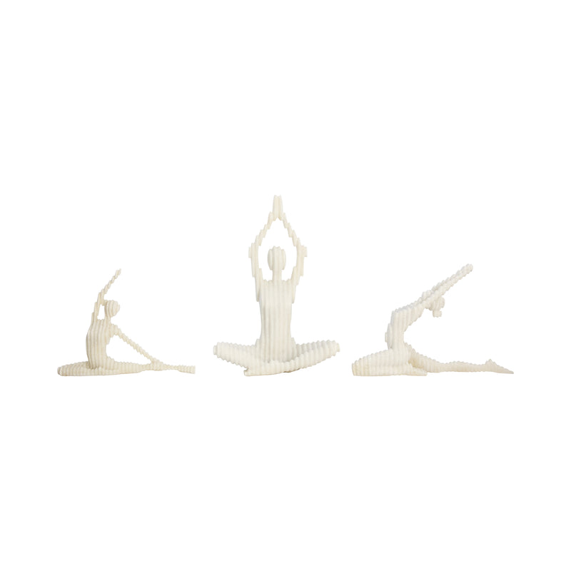 S/3 9/10/16" Ketsora Yoga Statuary, White