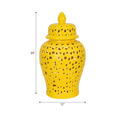 PIERCED YELLOW TEMPLE JAR 24"