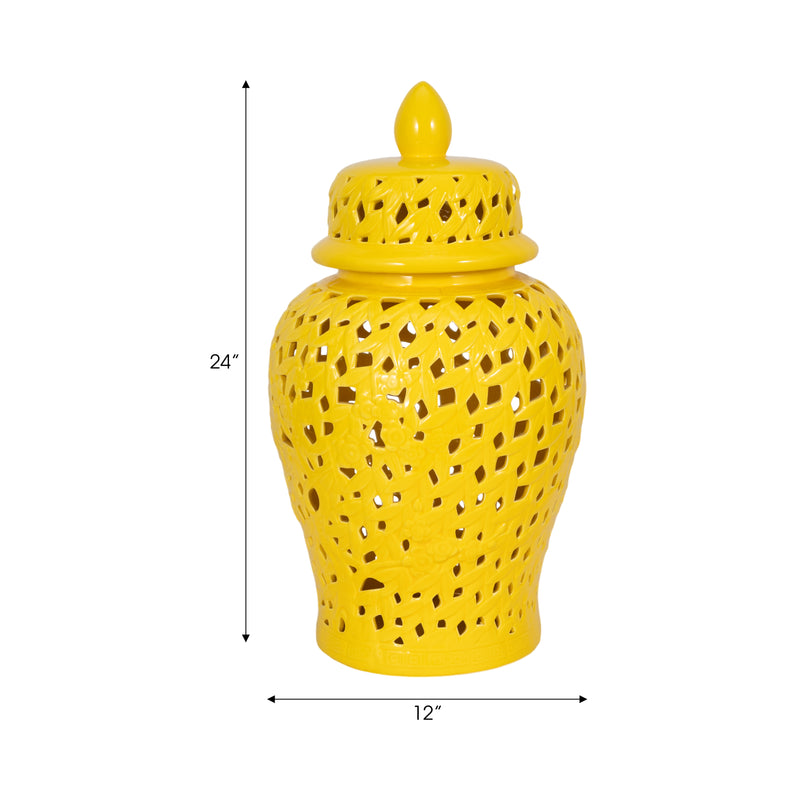 PIERCED YELLOW TEMPLE JAR 24"