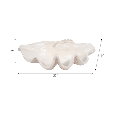 25" Pearlized Clam Shell Bowl, Ivory