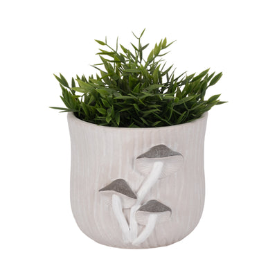 8" Mushroom Applique Planter, Grey