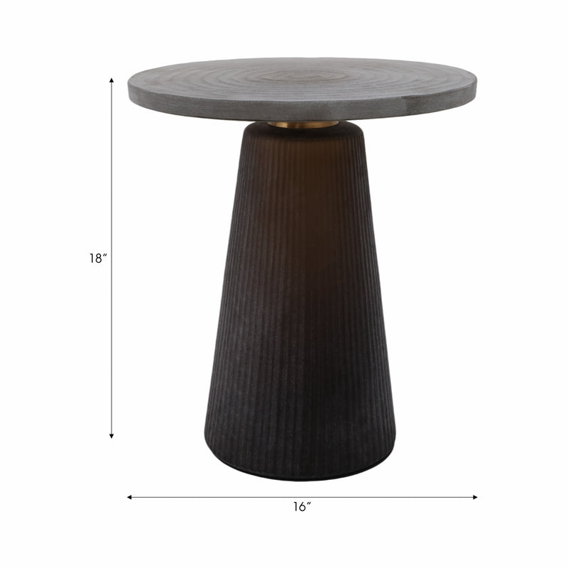 Glass, 18" Accent Table W Brass Base, Smokey Brown