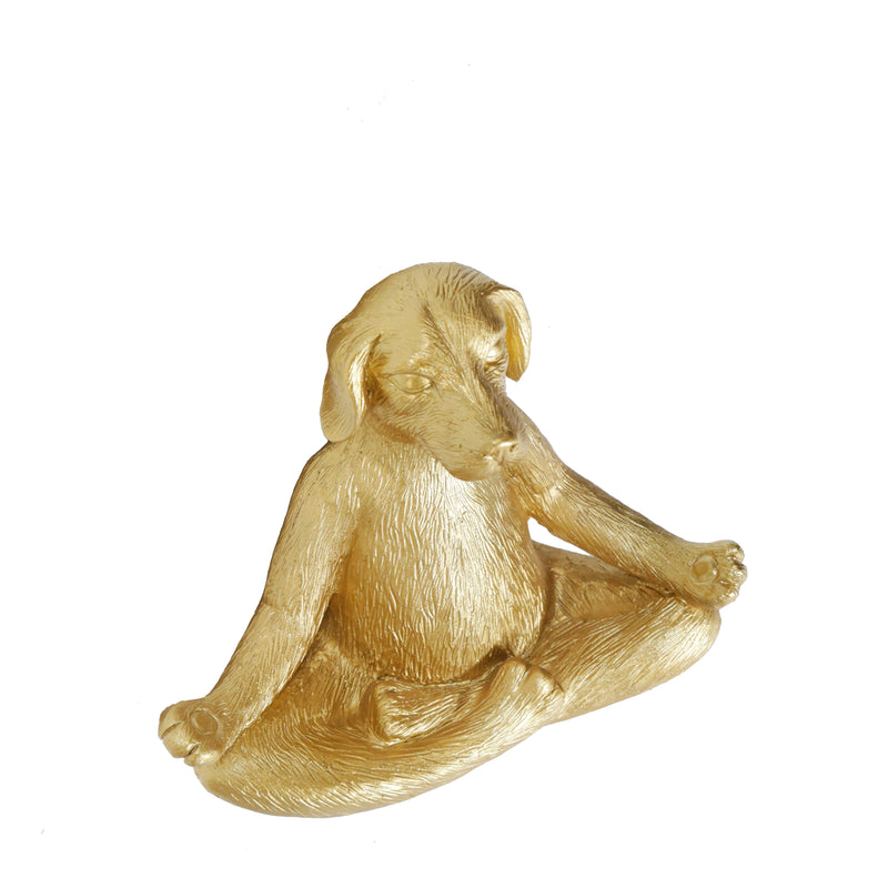 Polyresin 7" Yoga Dog, Gold