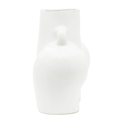 CER, 7" HALF BODY VASE, WHITE