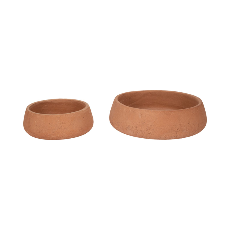 S/2 10/14" Terracotta Bowls, Natural