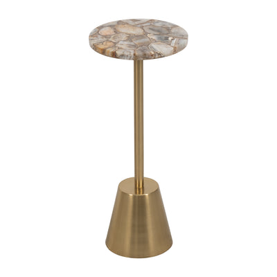 24" AGATE TOP POLISHED EDGE ACCENT TABLE, GOLD