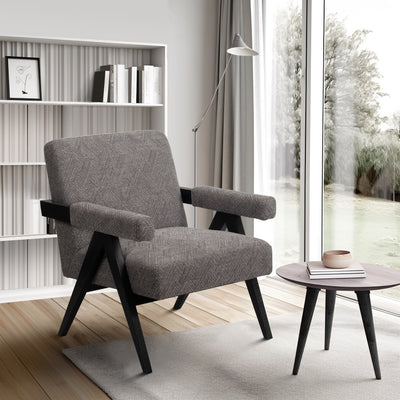 WOOD - SCANDINAVIAN ACCENT CHAIR - GRAY