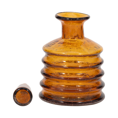 12" Clarimond Ridged Amber Glass Bottle