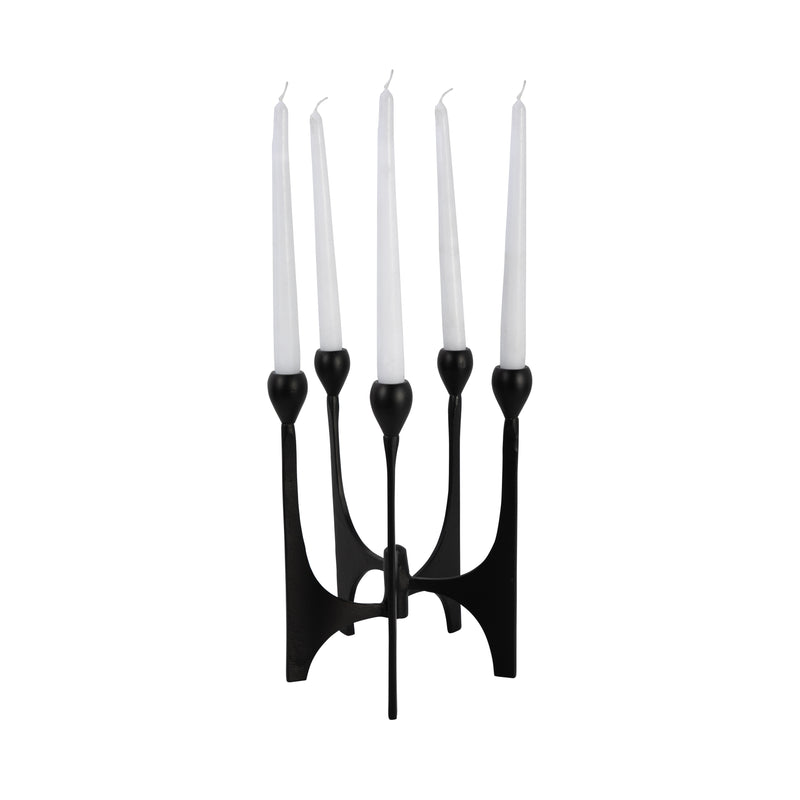 METAL, 11" 5-TAPER CANDELABRA, BLACK