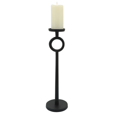 21"H METAL CANDLE HOLDER, BLACK