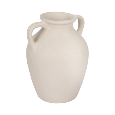 12" Vase With Handles, Paper Mache, Ivory