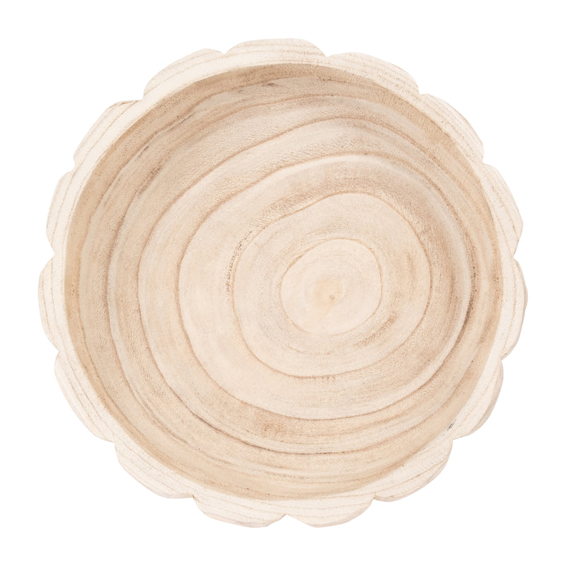 WOOD, 9" SCALLOPED BOWL, NATURAL