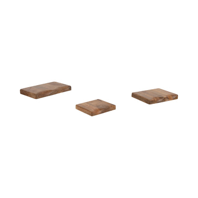 S/3 MANGO WOOD SHELVES, BROWN