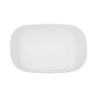 10" Footed Rounded Rectangle Bowl, White