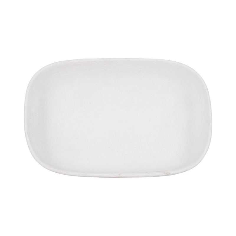 10" Footed Rounded Rectangle Bowl, White