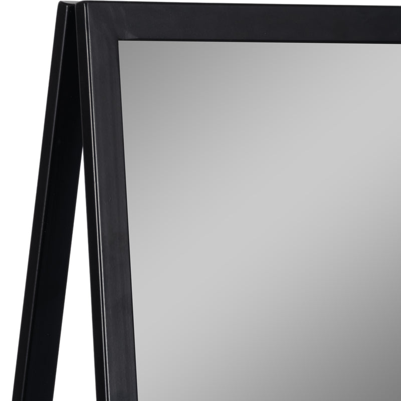 63" Standing Mirror W/ Wood Shelves, Black/natural