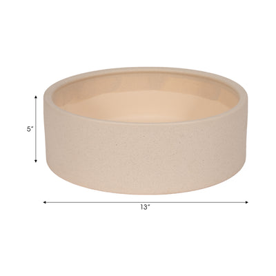 13" Sandy Round Bowl Planter, Ivory