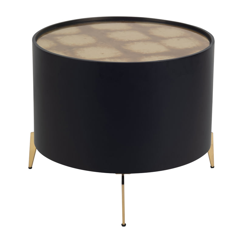 WOOD,24" GOLD LEAF TOP SIDE TABLE, BLK/GLD