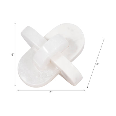 6" Alabaster And Marble Curved Knot, White