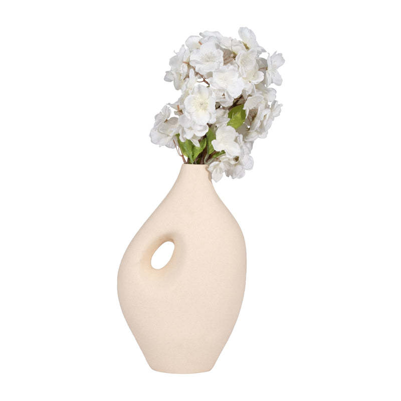 CER, 12" NOMADIC HANDLE VASE, IVORY