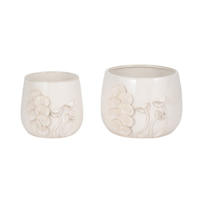 7" Mushroom Applique Planter, Ivory