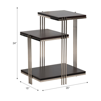 Metal/wood, 24" Three Tier Side Table