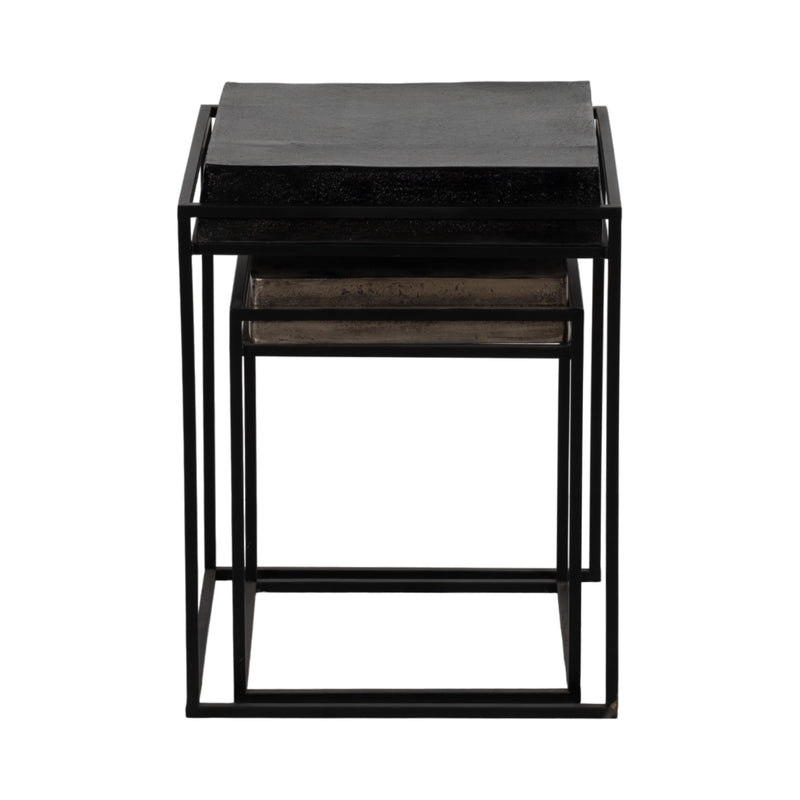 METAL, S/2 14X19"/18X23" NESTED SQUARE SIDE TABLES