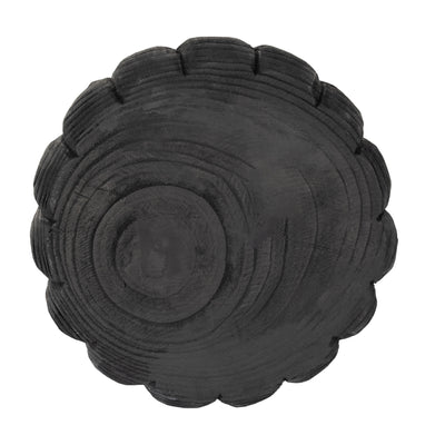 WOOD, 9" SCALLOPED BOWL, BLACK