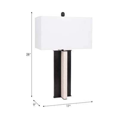 Metal 28" Pillar Table Lamp, Black/white