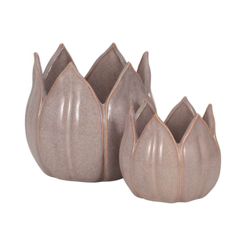 S/2 5/8" Petal Planters, Lavender