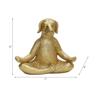 Polyresin 7" Yoga Dog, Gold