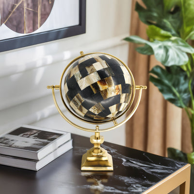 14"h Globe, Brown/gold