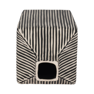 8" Lines Square Vase, Black/white