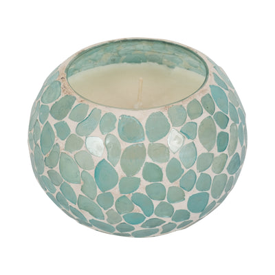 Glass, 5" 19 Oz Mosaic Scented Candle, Light Blue