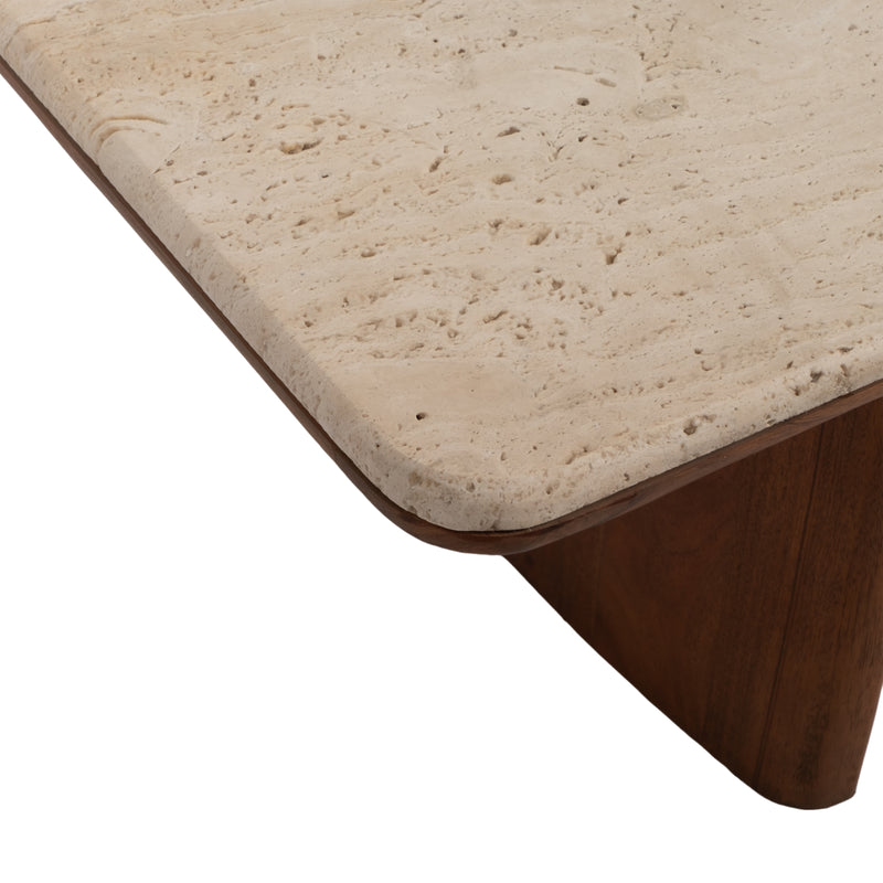 55X16" TRAVERTINE COFFEE TABLE, BROWN, KD