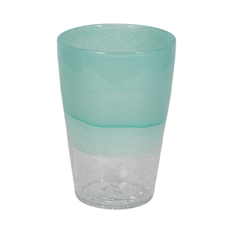 9" Fluted Glass Vase, Aqua Haze