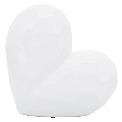 WHITE CERAMIC HEART, 8"