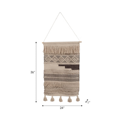 36" WOVEN NATURAL WALL HANGING