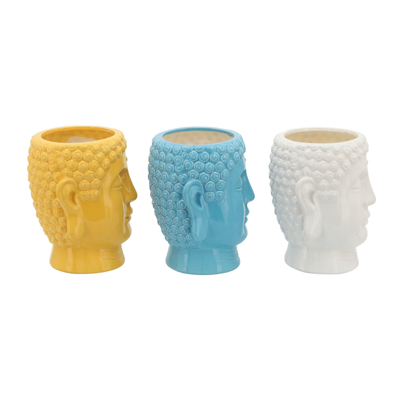 S/3 Buddha Citronella Candle, 8.5" Multi 40oz