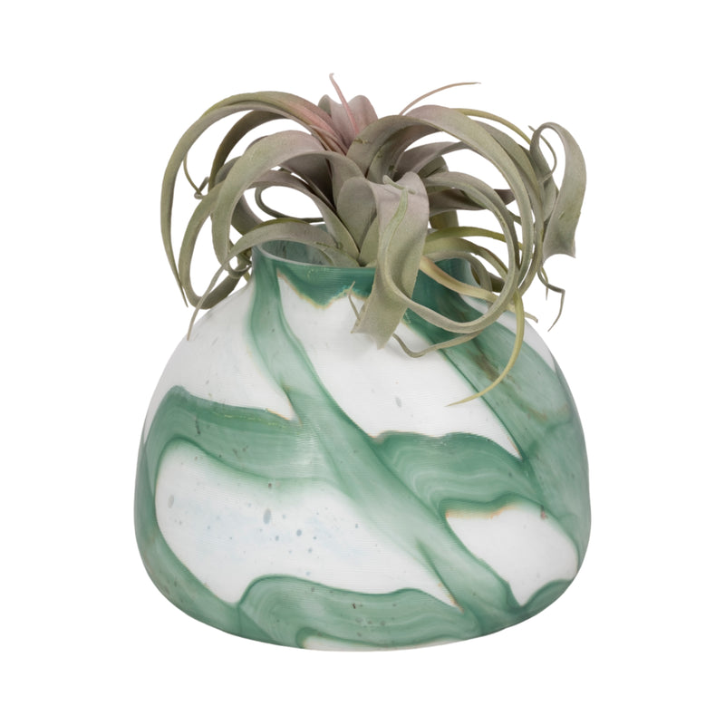 9" Ebb & Flow Vase, Green/clear