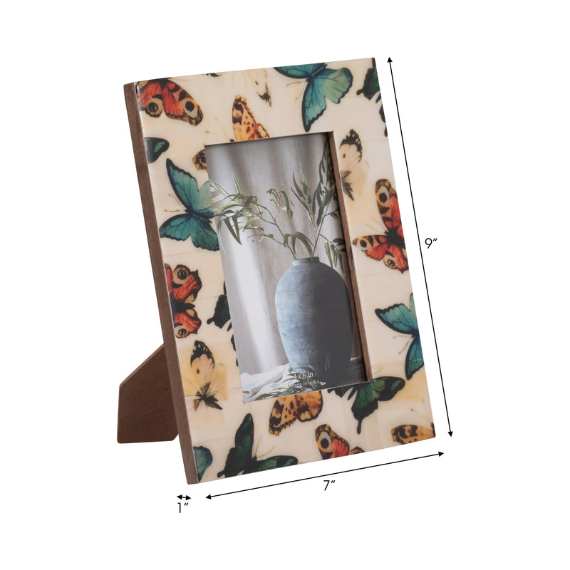 Resin, 4x6 Butterflies Photo Frame, Multi