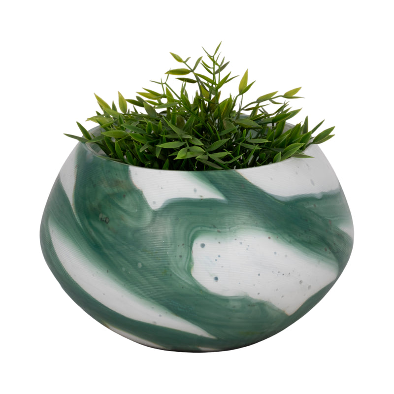 11" Ebb & Flow Bowl, Green/clear