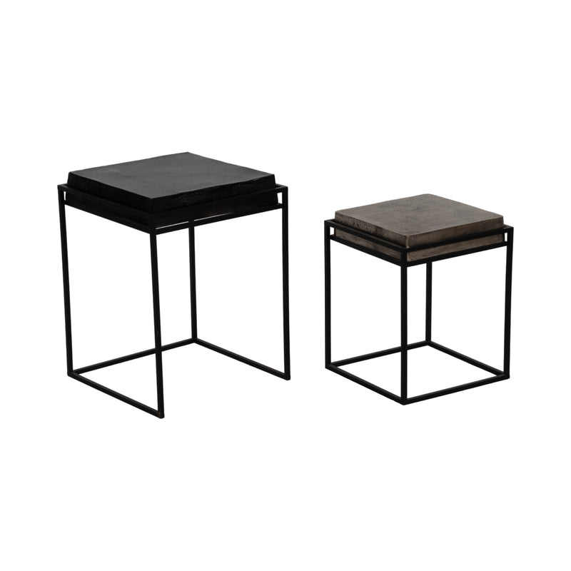 METAL, S/2 14X19"/18X23" NESTED SQUARE SIDE TABLES