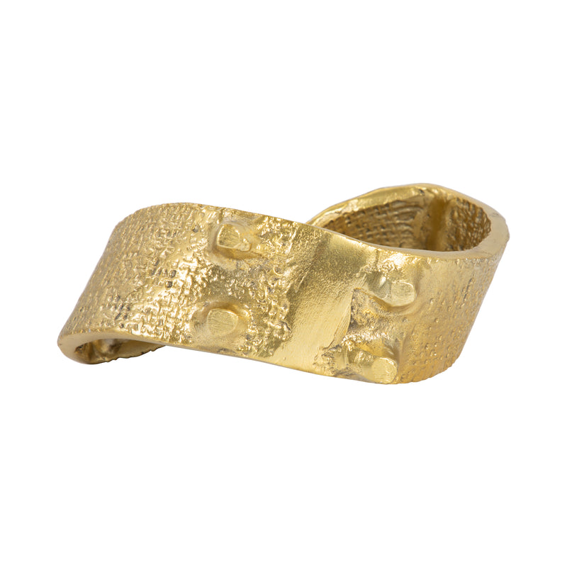 Metal, 8" Twisted Hammered Ring, Gold