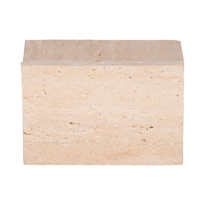 6" Travertine Box, Tan